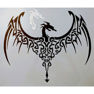 Large 19.5" x 16.5" Dragon Stencil Tribal Design Durable Reusable Mylar
